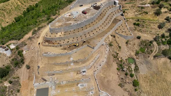 Farmers build an avocado garden in the mountains aerial view 4 K