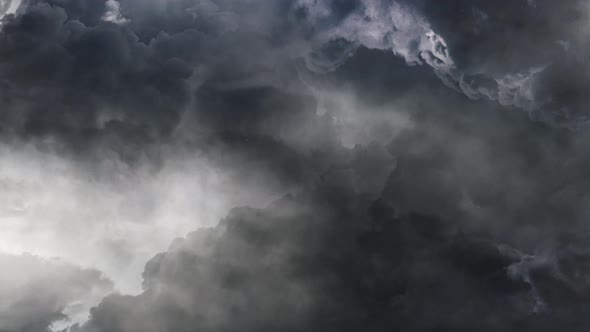 a thunderstorm inside a gray cumulus cloud 4k.