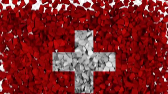 Switzerland Flag Breaking Rocks Transition