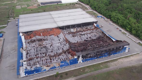 War in Ukraine  Destroyed Warehouse in Bucha