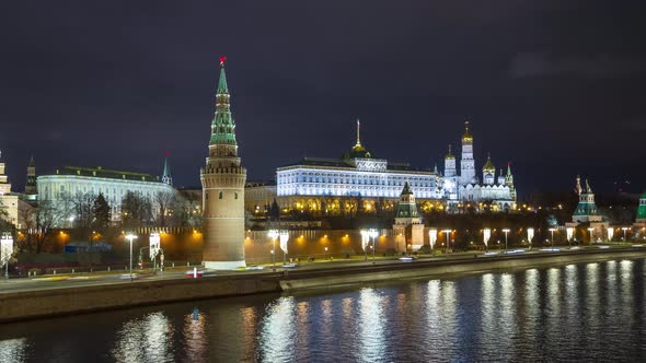 Russia, Moscow City, Kremlin at night