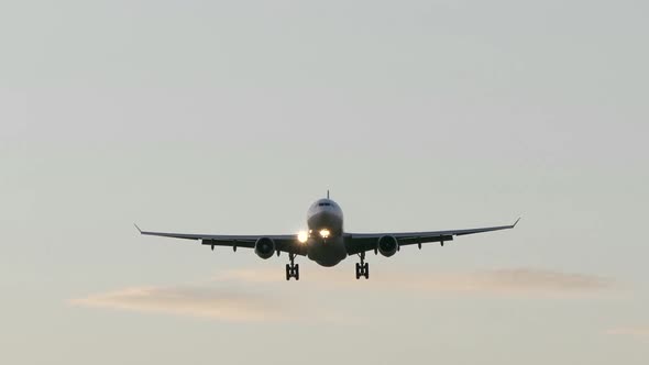 Commercial Airplane Airliner at International Airport Terminal