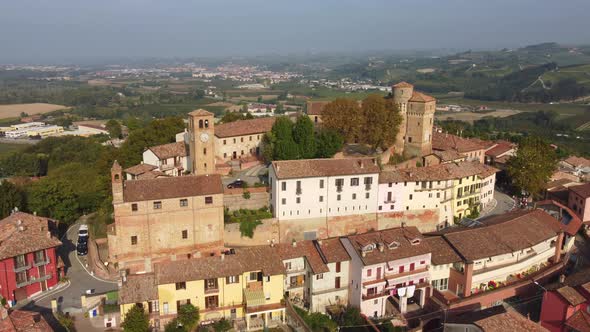 Roddi Aerial View in Langhe, Piedmont Italy