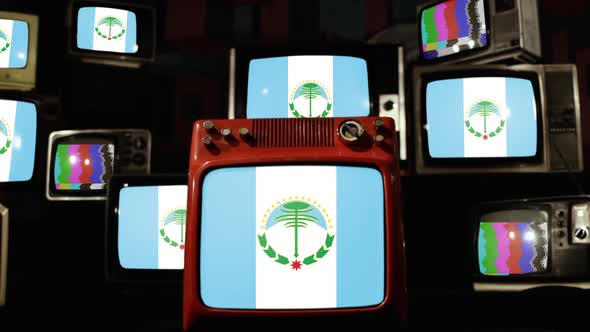 Flag of Neuquen Province of Argentina, and Retro TVs.