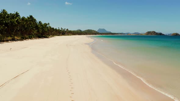 Tropical Beach with White Sand, View From Above.