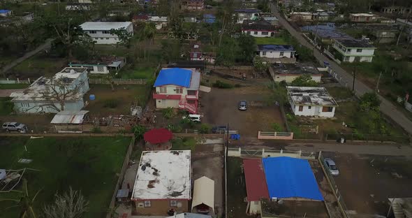 Drone shot of Hurricane Maria aftermath in Puerto rico.4K