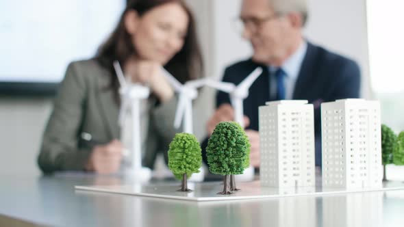 View of architectural model on the office table