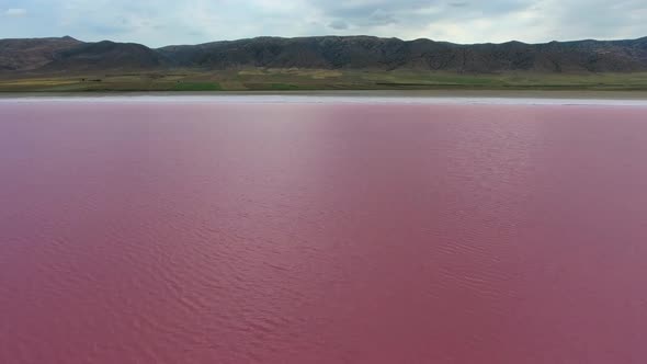 Aerial Red Colored Lake