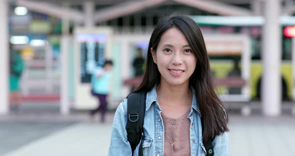 Asian woman smile to camera