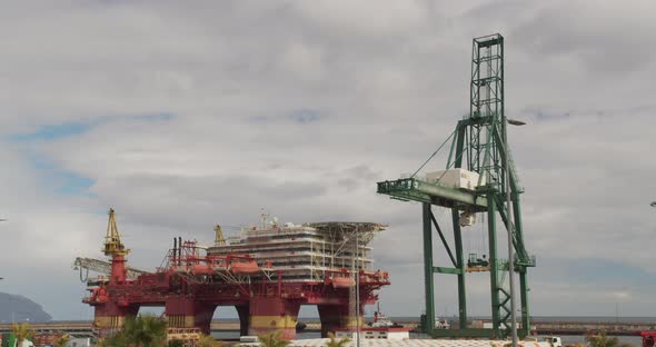 Timelapse Oil and Gas Platform at Sunrise.