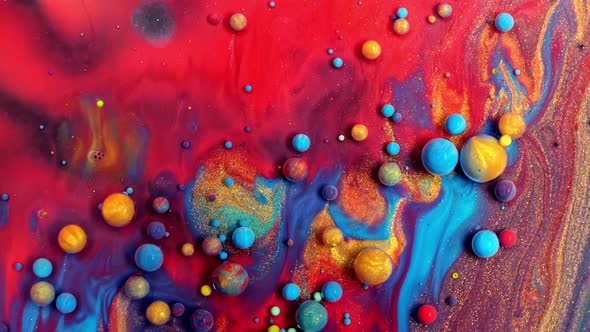 Red Blue Abstract Painted Texture. Multicolored Acrylic Paint.