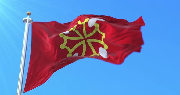 Flag of department of Haute-Garonne in the region of Occitanie, France. Loop