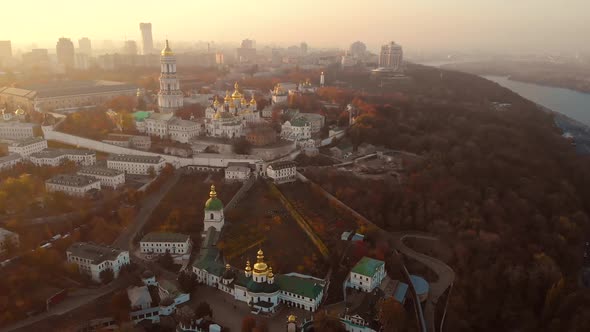 Panorama of Kiev Near Kiev-Pechersk Lavra, Sunset