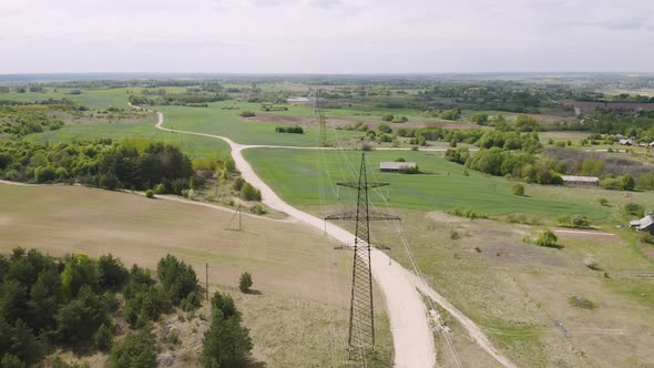 Valley with High Voltage Power Lines