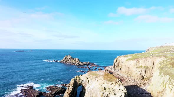 Lands End Cornwall England Aerial Drone Sc01