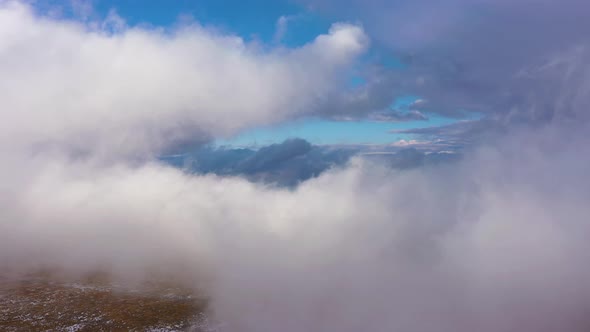 Flying Through Clouds in Mount Evans Area