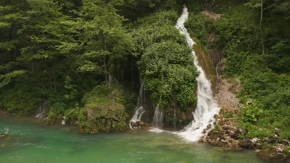 Waterfall with Mountain River in Montenegro