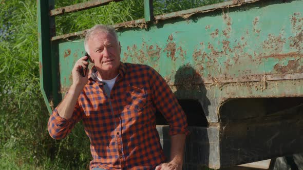 Mature man working on farm