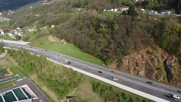 aerial view of motorway drone 4k switzerland