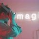 Young woman putting on vr goggles in blue and pink neon lights in side view - VideoHive Item for Sale