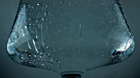 Air Bubbles Rising Glass Surface Closeup