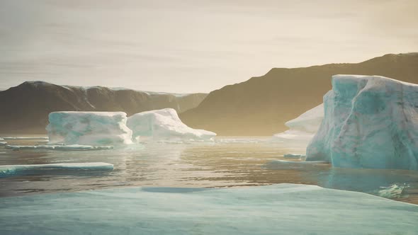 Antarctic Iceberg Landscape with Glacier Running Into Ocean