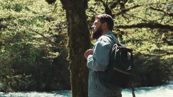 Handsome Man Hiking in Summer.