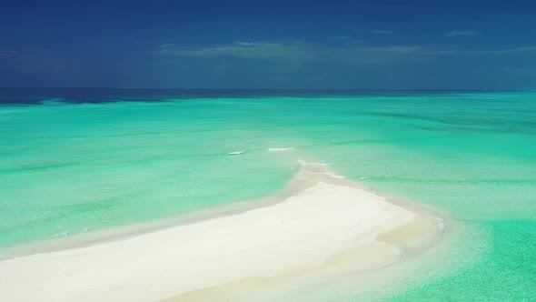 Aerial nature of luxury coastline beach trip by transparent lagoon with white sandy background of a 