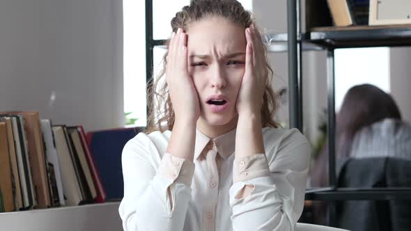 Loss, Business Woman Reacting To Failure, Stress, Indoor Office