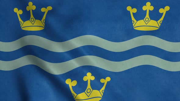 Flag of Cambridgeshire City of England Waving in Wind