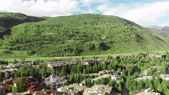 Aerial View of Vail Hotels and City Homes Colorado USA