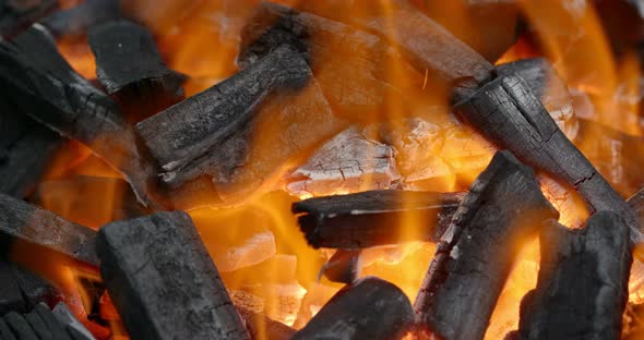 Charcoal BBQ fire