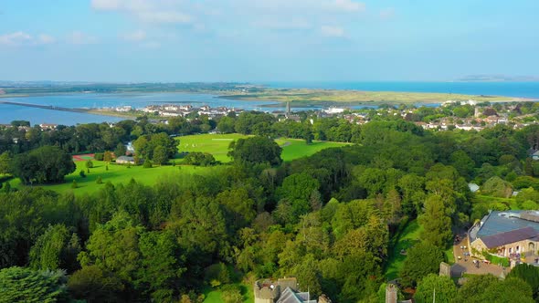 Aerial view over Irish town Malahide, Dublin