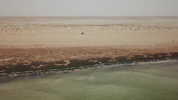 Off-road vehicle driving in the desert