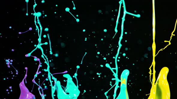 Colorful Splashing Paint in Super Slow Motion