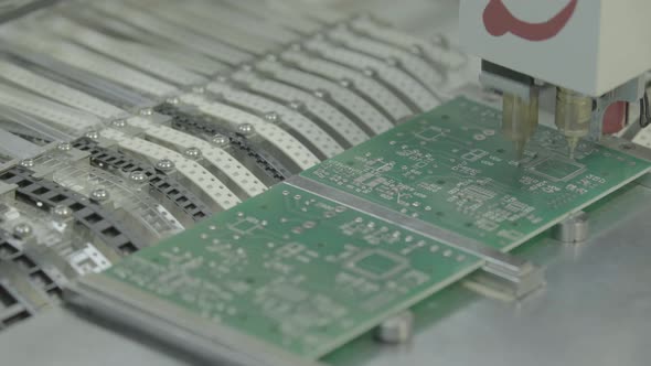 Production of Electronic Board. Close-up