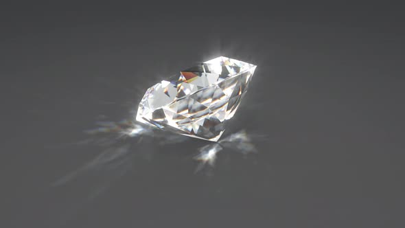 Beautiful Shiny Sparkling Diamond Crystal Rotates Reflecting Light - 4K