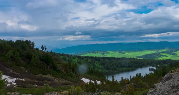 Mountain Lake Timelapse at the Summer or Autumn Time