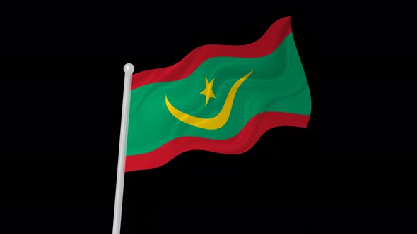 Flag Of Mauritania Wavy Animated On Black Background