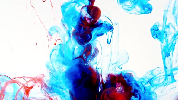 Color Ink in Water on White Background