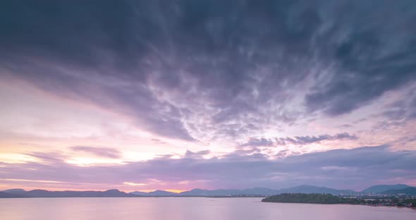 4K Time lapse of sunset over tropical sea ocean landscape light of nature cloudscape sky and Clouds