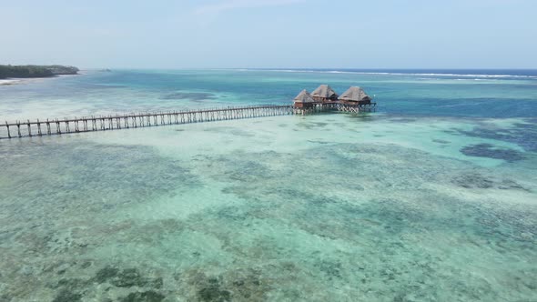 House on Stilts in the Ocean on the Coast of Zanzibar Tanzania