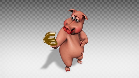 Cartoon Pig - Show Euro Symbol