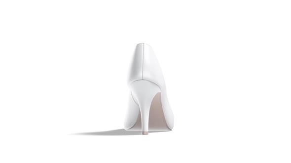 Blank white high heels shoes, looped rotation