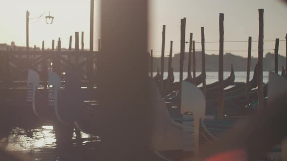 Venice Scene with Gondolas Mooring, Italy