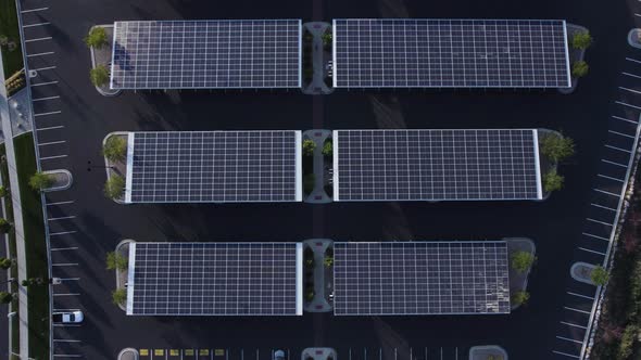 Solar Panels Generating Electricity - Aerial Overhead Top Down View