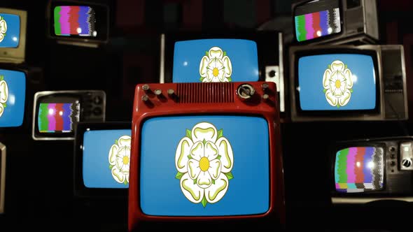 Yorkshire Flag, UK, on Retro TVs.