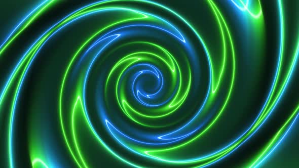 Blue Green Neon Glowing Twirl Background Animation