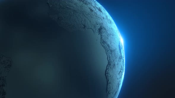 Black Earth globe planet world map sunrise technology background universe