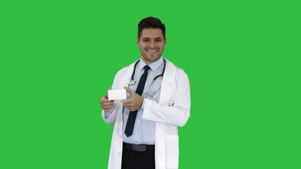 Doctor presenting vitamins and talking about them to camera